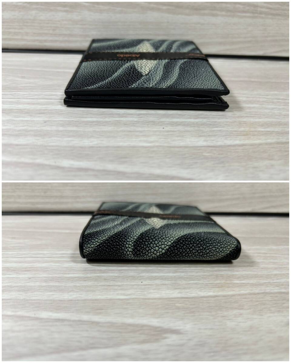 [250612-2M]【現(xiàn)狀品】《財(cái)布》メンズ/Albedo/スティングレイ/エイ革/本革/二つ折/コンパクト/美品