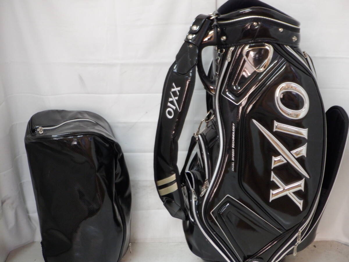 DUNLOP XXIO ゼクシオ 9.5型 エナメル アスリート スタッフ★中古/美品★(BKxSILVER)ゴルフ キャディバック