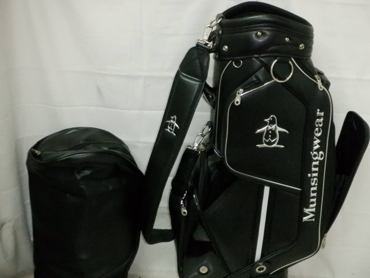 Munsingwear マンシング 9.0型 ローリングキャスター付き スポーツカート★中古/超美品★(BKxSILVER)ゴルフ キャディバック