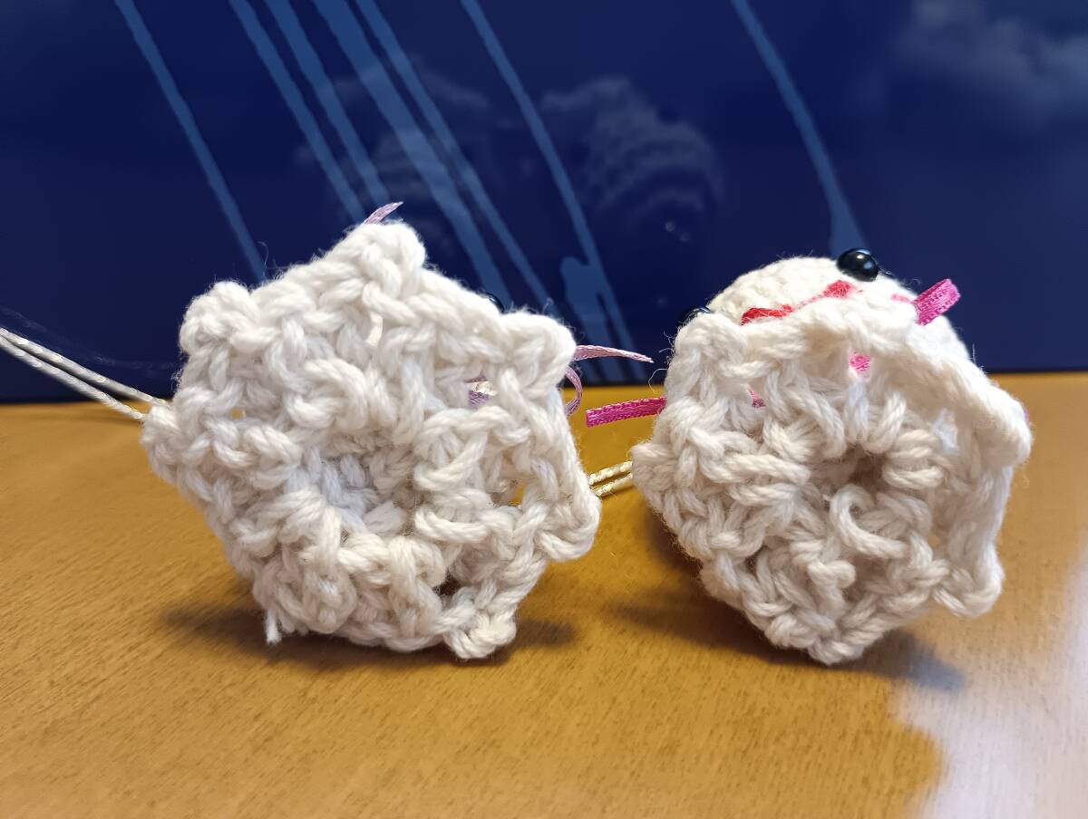 ハンドメイド　てるてる坊主2個(gè)セット　かぎ針編み　ストラップ?、? bimg=