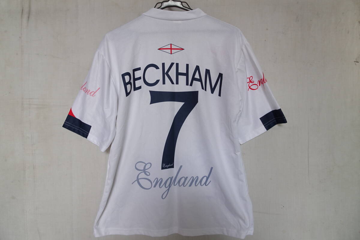 NOTA BENE/半袖Tシャツ/ユニフォーム/サッカー/イングランド代表/背番號(hào)7BECKHAM/ベッカム/Vネック/速干性/白/ホワイト/Mサイズ(6/9R7)