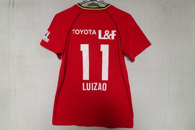 名古屋グランパス/半袖Tシャツ/ユニフォーム/サッカー/Jリーグ/背番號(hào)11LUIZAO/エンブレムワッペン/赤/レッド/Sサイズ(6/10R7)