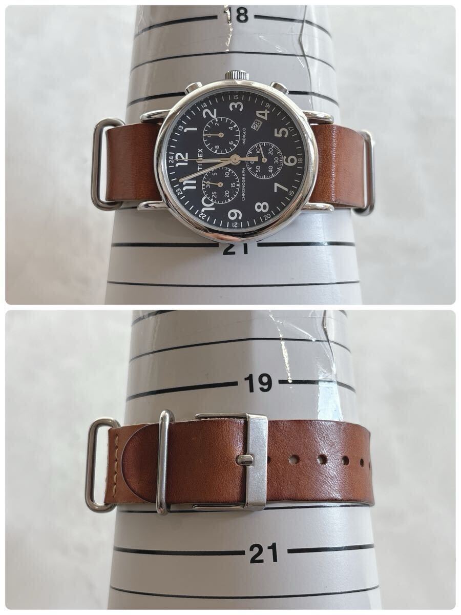 TIMEX タイメックス クロノグラフ レザーベルト アナログ クォーツ 腕時計 稼働品