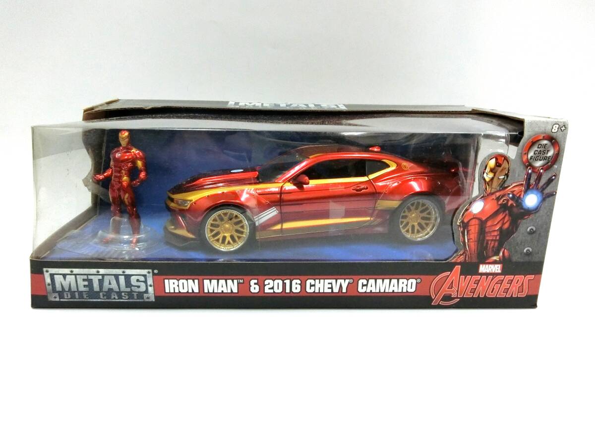【新品】マーベル アイアンマン 2016 シボレー カマロ ダイキャストカー 1:24スケール車両 2.75インチ コレクタブルメタルフィギュア Y-733