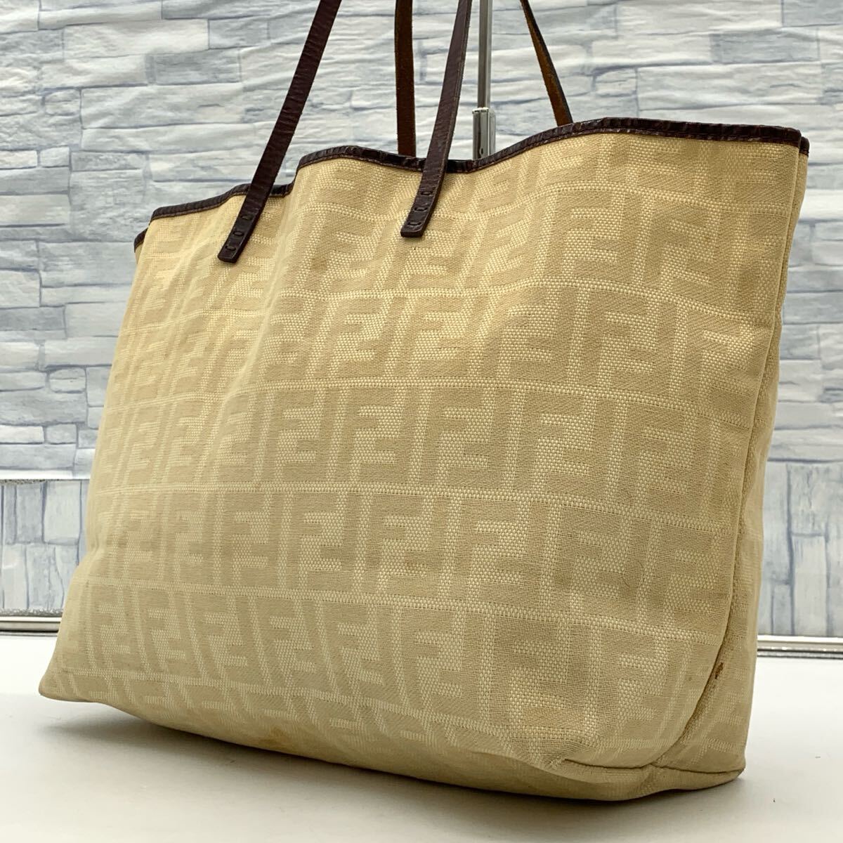 A4◎入手困難●FENDI フェンディ ズッカ ロゴ カバン 肩掛け トートバッグ ショルダーバック ブラウン メンズ ビジネス ブリーフケース 1円