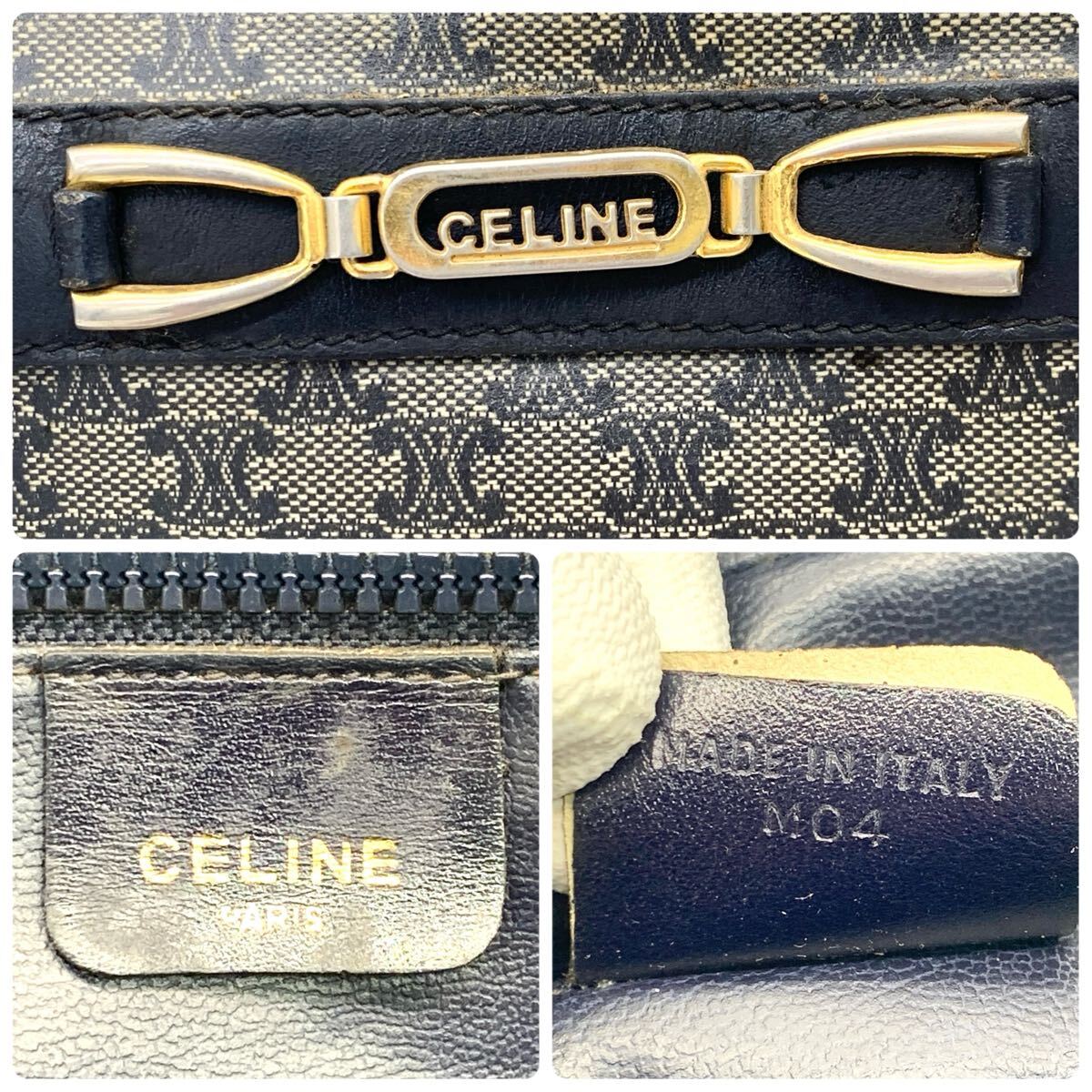  трудно найти *CELINE Celine Париж Macadam ручная сумка Gold металлические принадлежности ro мусор ni сумка "Boston bag" ручная сумка PVC кожа Brown женский 1 иен 