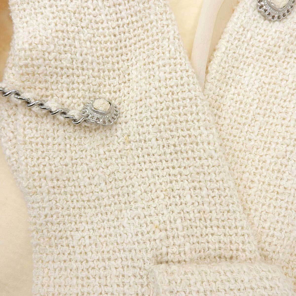 シャネル フリンジ ツイード ジャケット P38104V25563 レディース アイボリー CHANEL 中古 【アパレル?小物】