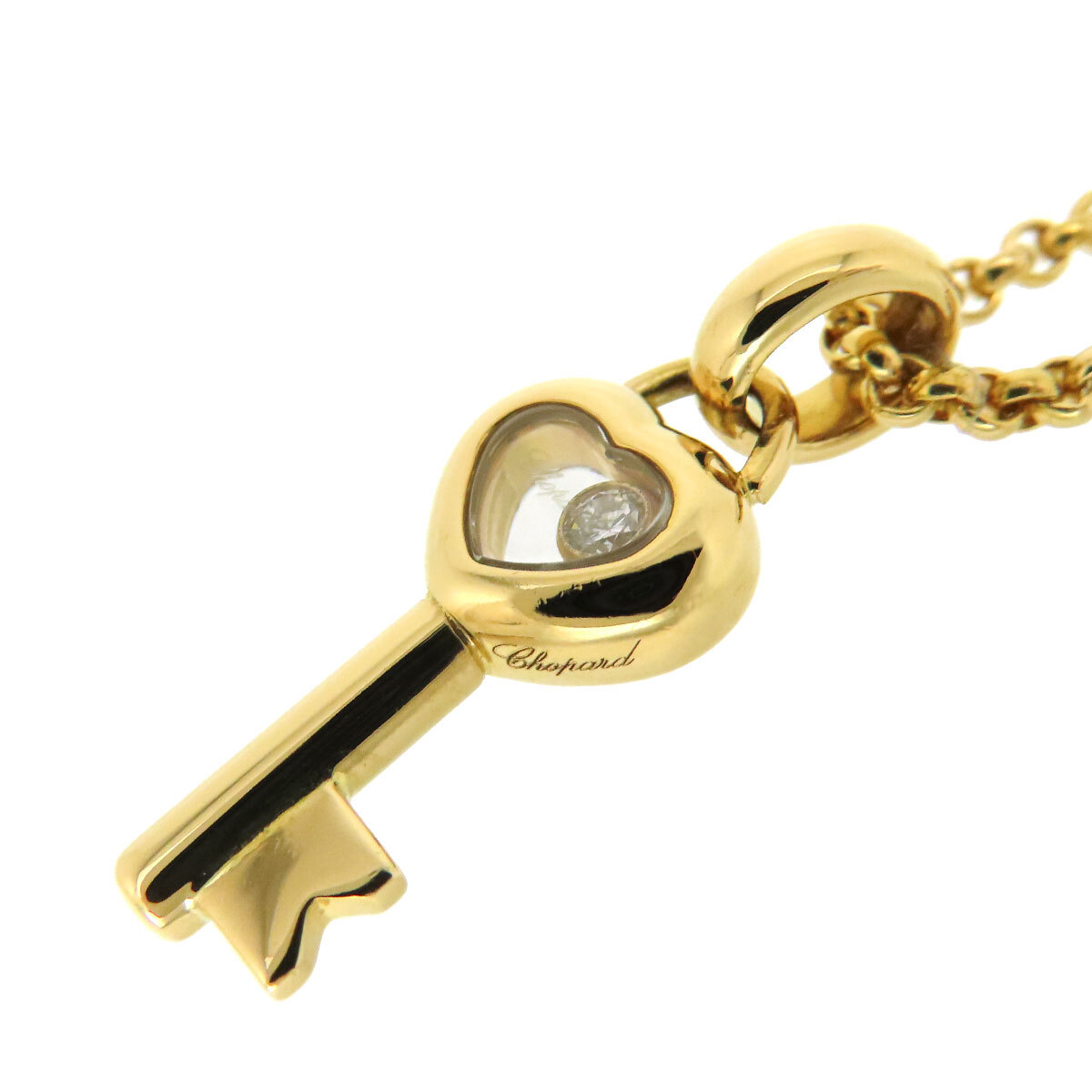ショパール ハッピーダイヤモンド ハートキー ネックレス 79/2436 750 (K18YG) レディース Chopard [美品] 中古 【ジュエリー】