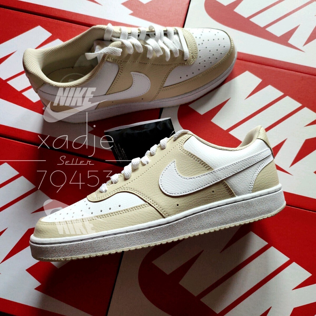 新品 正規(guī)品 NIKE ナイキ COURT VISION LO コート ビジョン ロー 白 ホワイト ベージュ 定価 8800円 26.5cm US8.5 箱付き