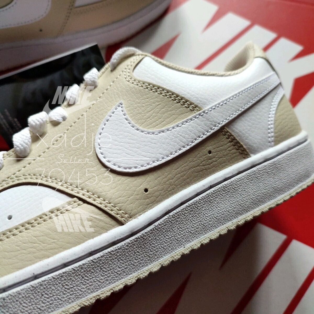 新品 正規(guī)品 NIKE ナイキ COURT VISION LO コート ビジョン ロー 白 ホワイト ベージュ 定価 8800円 26.5cm US8.5 箱付き