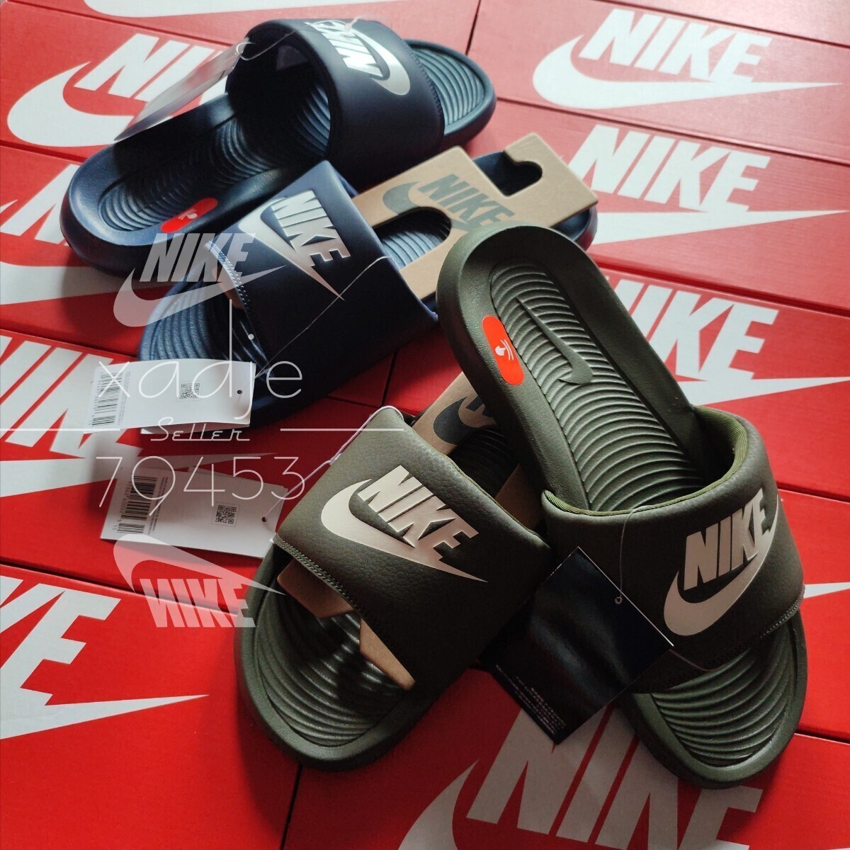 新品 正規(guī)品 NIKE ナイキ VICTORI ONE SLIDE ビクトリーワン スライド サンダル 2點(diǎn)セット カーキ 紺 ネイビー 28cm US10
