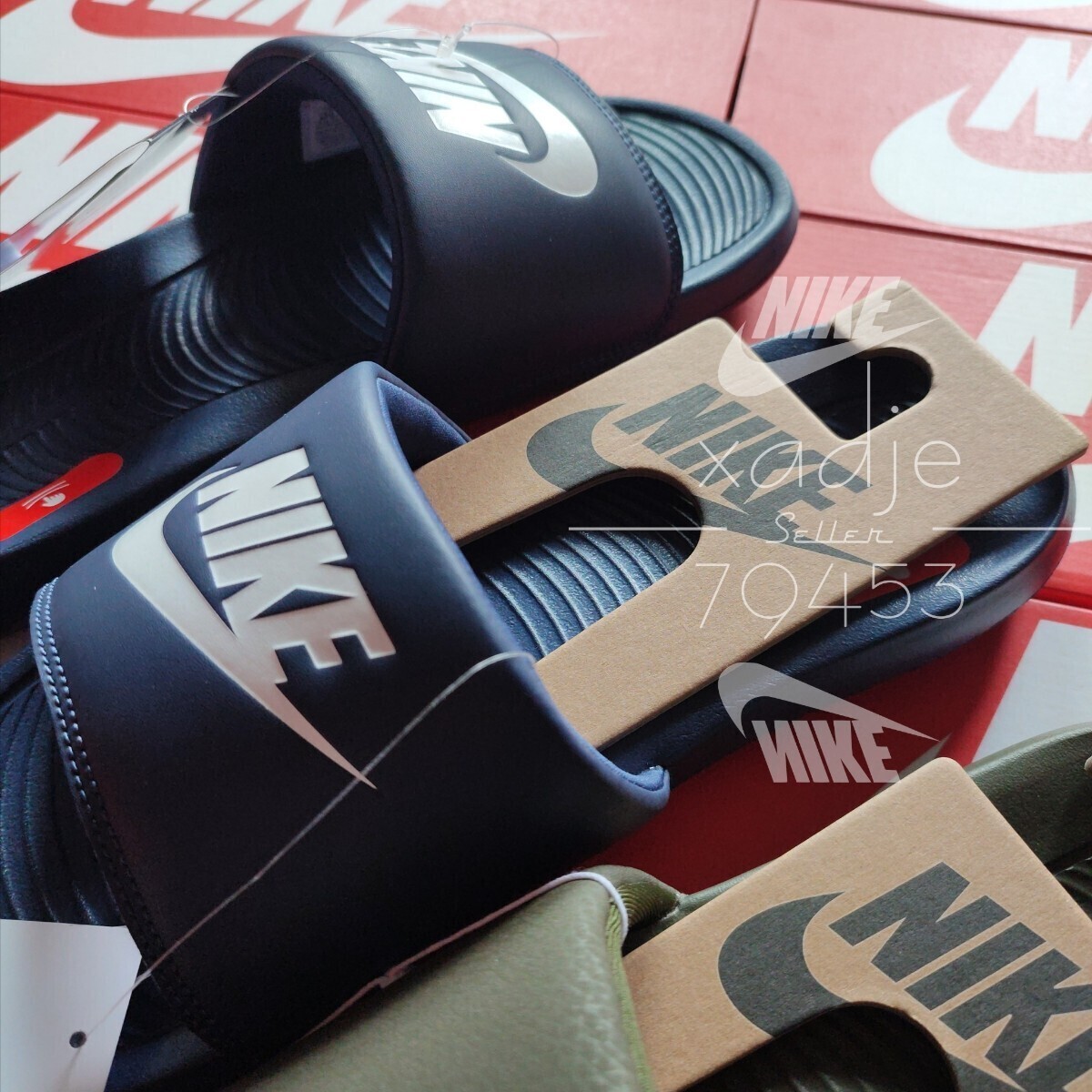 新品 正規(guī)品 NIKE ナイキ VICTORI ONE SLIDE ビクトリーワン スライド サンダル 2點(diǎn)セット カーキ 紺 ネイビー 28cm US10