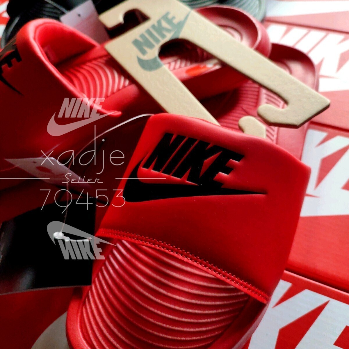 新品 正規(guī)品 NIKE ナイキ VICTORI ONE SLIDE ビクトリーワン スライド サンダル 2點セット 赤 レッド 黒 ブラック 白 27cm US9
