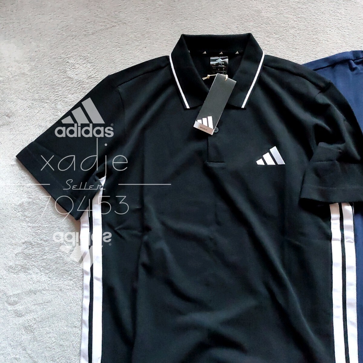 新品 正規(guī)品 adidas アディダス 2枚セット 半袖 ロゴ 刺繍 ポロシャツ ゴルフにもオススメ 黒 ブラック 紺 ネイビー 25新作 定価 8800円 XL
