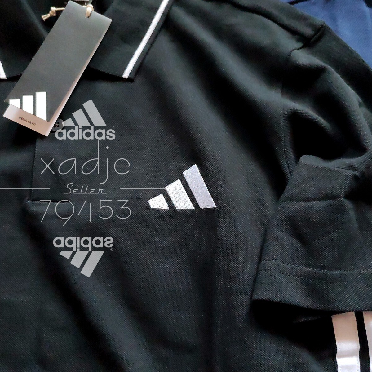 新品 正規(guī)品 adidas アディダス 2枚セット 半袖 ロゴ 刺繍 ポロシャツ ゴルフにもオススメ 黒 ブラック 紺 ネイビー 25新作 定価 8800円 XL