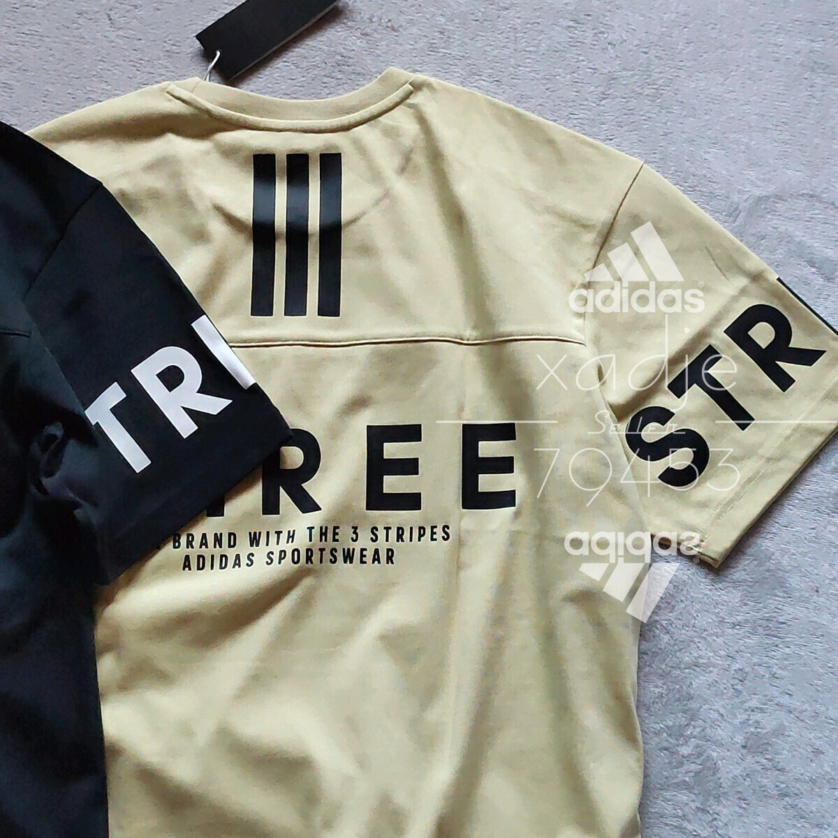 新品 正規(guī)品 adidas アディダス 2枚セット 半袖 プリント Tシャツ ゴルフにもオススメ 黒 ブラック 黃 イエロー系 25新作 定価 9900円 L