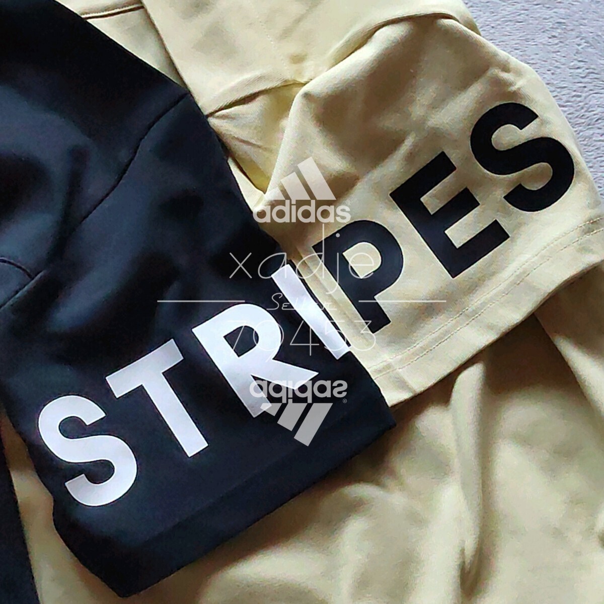 新品 正規(guī)品 adidas アディダス 2枚セット 半袖 プリント Tシャツ ゴルフにもオススメ 黒 ブラック 黃 イエロー系 25新作 定価 9900円 L