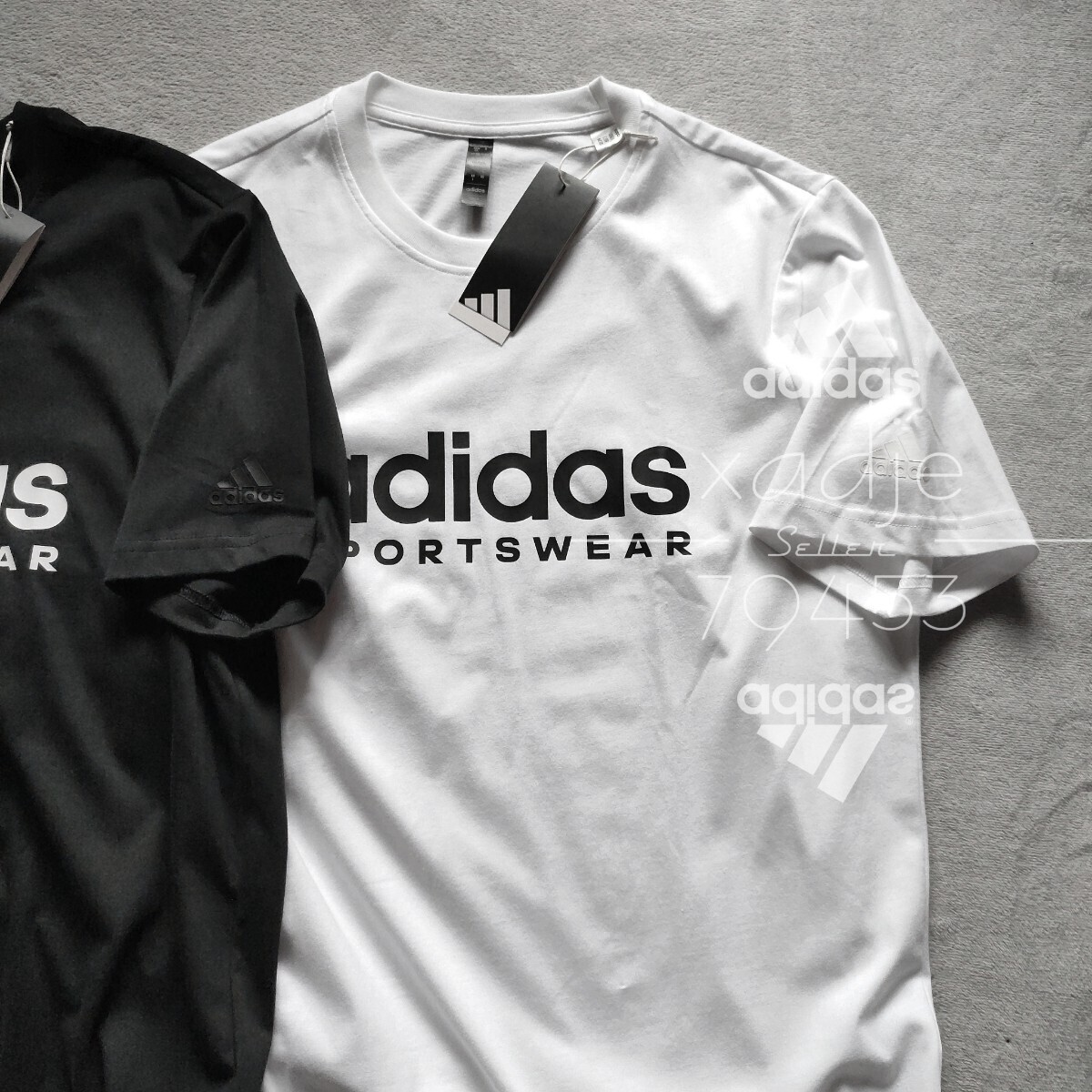 新品 正規(guī)品 adidas アディダス 2枚セット 半袖 プリント Tシャツ ゴルフにもオススメ 黒 ブラック 白 ホワイト 25新作 定価 5060円 2XL