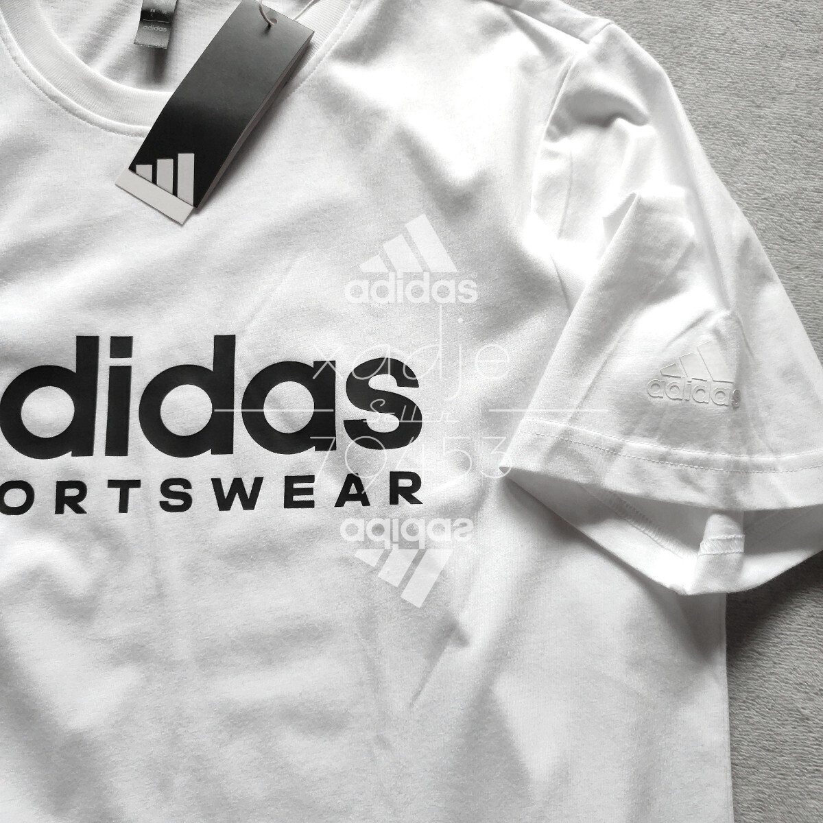 新品 正規(guī)品 adidas アディダス 2枚セット 半袖 プリント Tシャツ ゴルフにもオススメ 黒 ブラック 白 ホワイト 25新作 定価 5060円 2XL