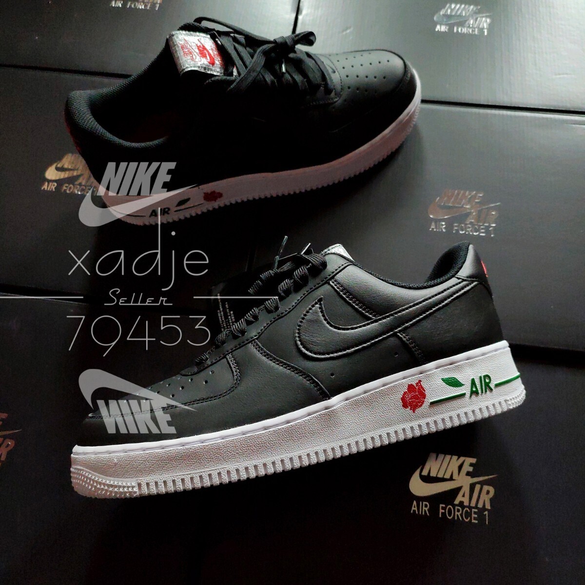 新品 正規(guī)品 NIKE ナイキ AIR FORCE1 LOW エアフォース1 ロー LX ローズ 黒 ブラック 白 赤 定価 19800円 28cm US10 エコバッグ 箱付き