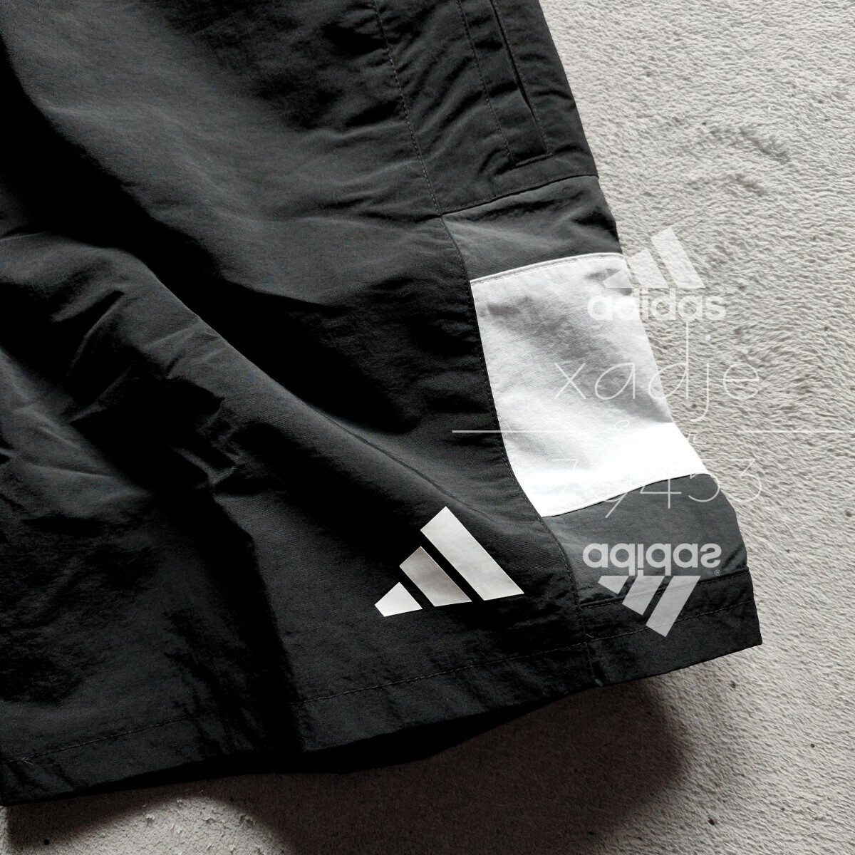 新品 正規(guī)品 adidas アディダス 上下セット Tシャツ ナイロン ハーフパンツ セットアップ 黒 ブラック 白 グレー 定価11000円 ゆるめ L
