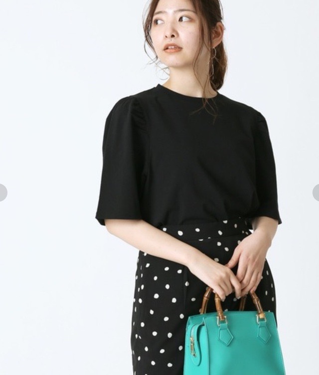 ベイクルーズ Simplicite パフスリーブTee◆カットソープルオーバーTシャツ シンプリシテェ IENAジャーナルアローズスピック ブラック黒