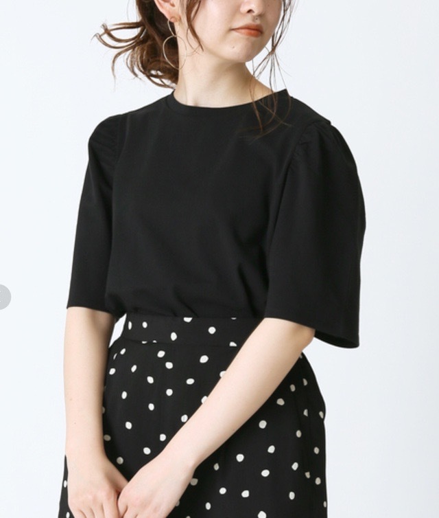 ベイクルーズ Simplicite パフスリーブTee◆カットソープルオーバーTシャツ シンプリシテェ IENAジャーナルアローズスピック ブラック黒