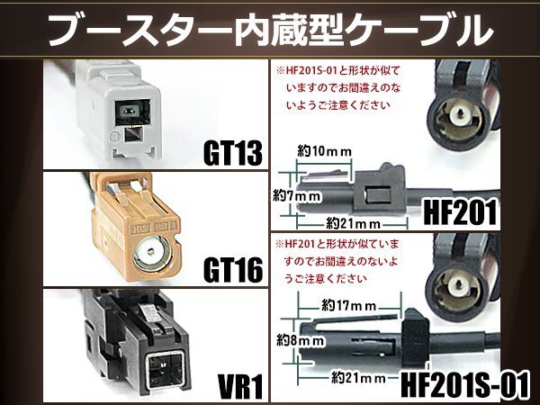 地デジアンテナ用 ブースター內(nèi)蔵型ケーブル 1個(gè) アンテナコード 5m ワンセグ フルセグ GT13 コネクター SANYO NVA-GS1580FT