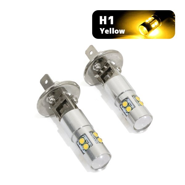 ю 【メール便】 日産 ウィングロード Y12系 05.11～ ハロゲン車 [ H1 ] ハイビーム LED 2個 50W 10連 XT-E端子搭載 イエロー 12V/24V