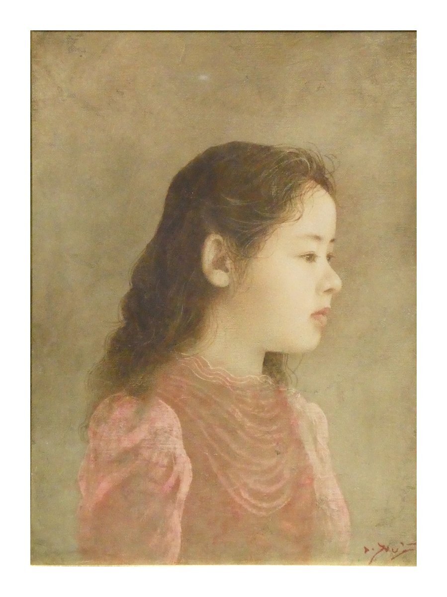 祥【真作】藤井勉「遠(yuǎn)い峰」油彩F4號(hào) サイン有 秋田出身 ホキ美術(shù)館 安井賞展佳作賞 直筆 一點(diǎn)もの 少女で人気の作家【ギャラリー祥】