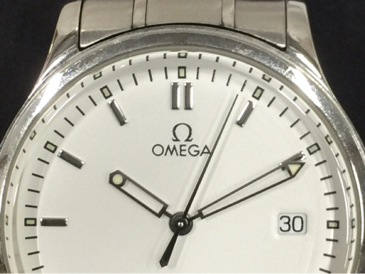  Omega Date самозаводящиеся часы автоматический кварц наручные часы 5203.20 мужской белый циферблат работа товар оригинальный breath OMEGA