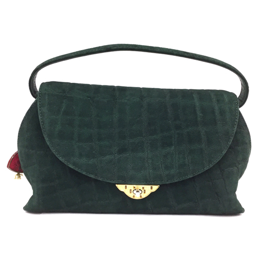 ブランド不明 象革 2way ショルダー / ワンハンドルバッグ ターンロック金具 レディース グリーン系 QH064-126