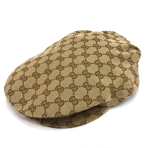 新品同様 グッチ GG キャンバス ハンチング 帽子 M 58cm ファッション雑貨 保存袋付 未使用品 GUCCI 696856