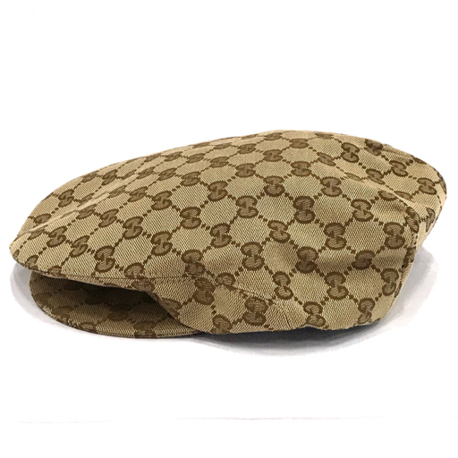 新品同様 グッチ GG キャンバス ハンチング 帽子 M 58cm ファッション雑貨 保存袋付 未使用品 GUCCI 696856