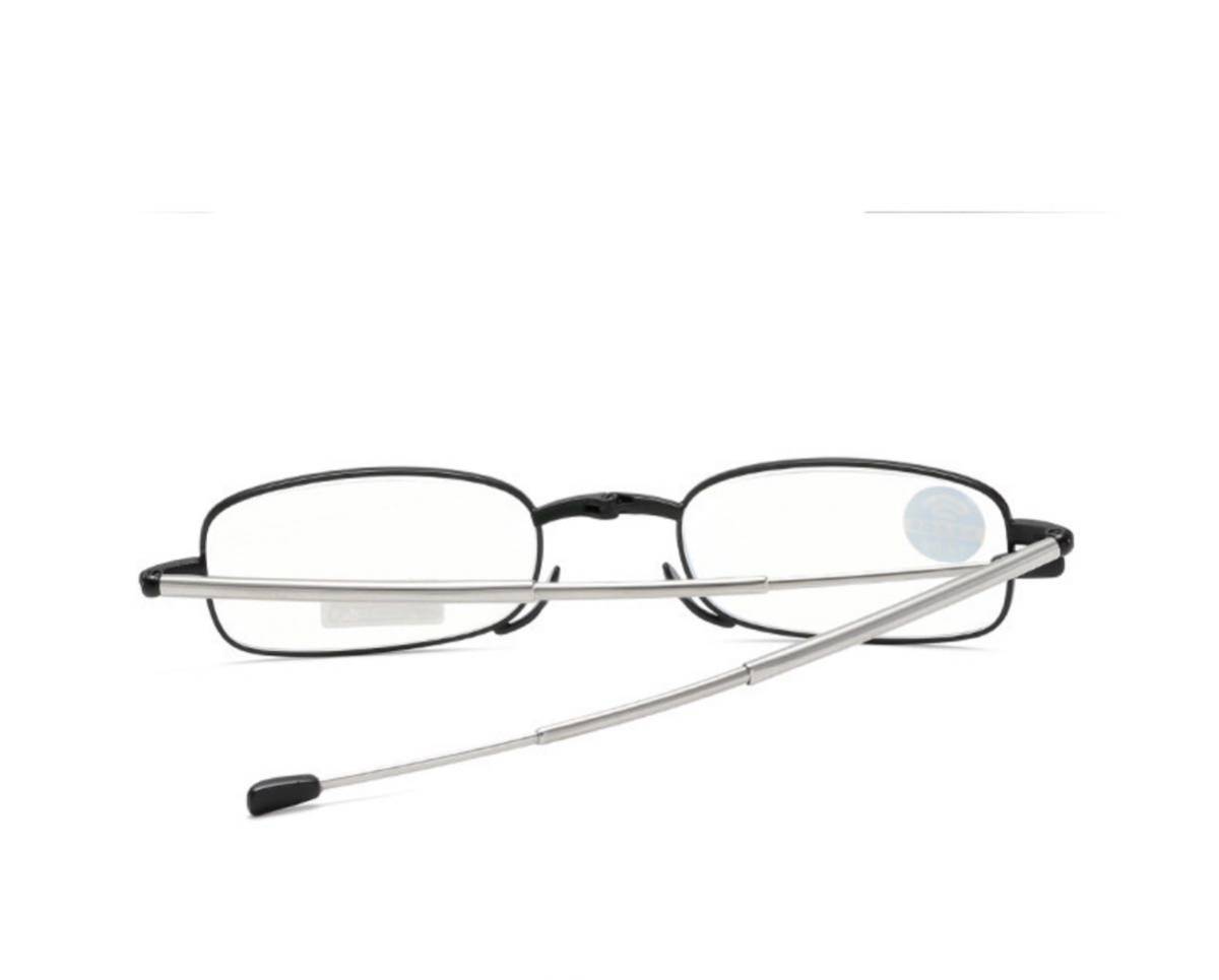 送料込 ＋1.5 折りたたみ老眼鏡 リーディンググラス ブルーライトカット シニアグラス 軽量　攜帯メガネ　黒色