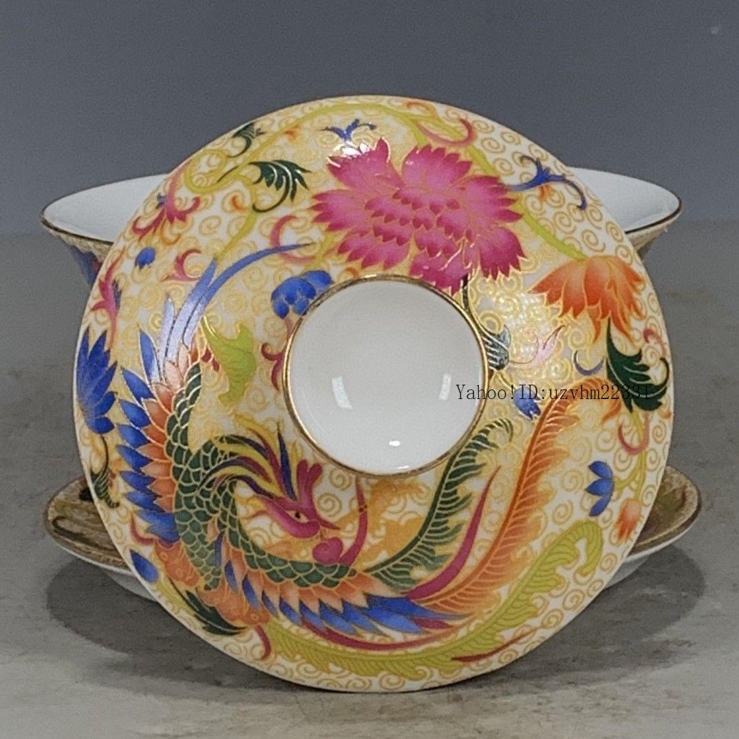 大清乾隆鳳紋三才蓋碗 景徳鎮 陶磁器 装飾品 現代工芸品美術品 置物 大清乾隆鳳紋三才蓋碗 景徳鎮 陶磁器 装飾品 工芸品美術品 収蔵