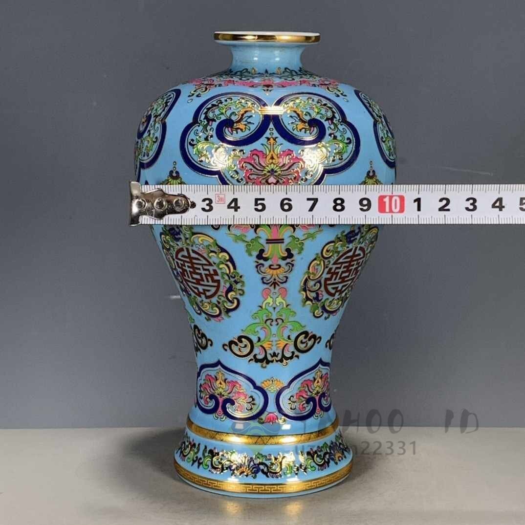 青花釉下彩麒麟花将軍缶 賞物観賞瓶 景徳鎮 陶磁器 現代工芸品
