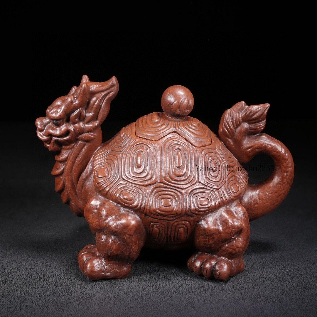 紫砂壷 中国美術 竜亀壺 茶壷 原鉱紫泥 置物 紫砂壷 中国美術 竜亀壺 茶壷 原鉱紫泥 置物