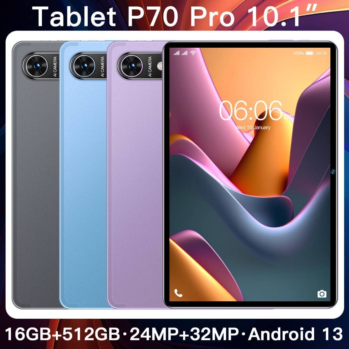 2024新作 タブレット 8+128GB 10インチ Android 13.0 Wi-Fiモデル 通話対応 IPS液晶 simフリー SDカード 在宅勤務(wù) ネット授業(yè) コスパ最高