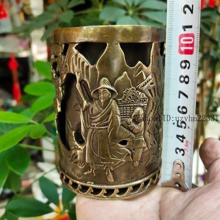 銅器 二重透かし彫りの筆箱 書道具 文房具 工芸品 美術品 置物 銅器 二重透かし彫りの筆箱 書道具 文房具 工芸品 美術品 置物 銅器
