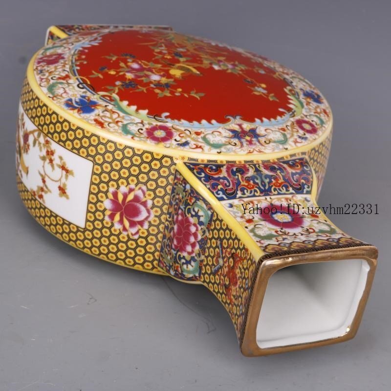 清雍正琺瑯彩花鳥四月抱月扁瓶 景徳鎮 陶磁器 装飾品 現代工芸品