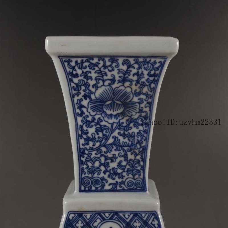 青花四方花觚(そう)青花磁 工芸品 美術品 置物 清