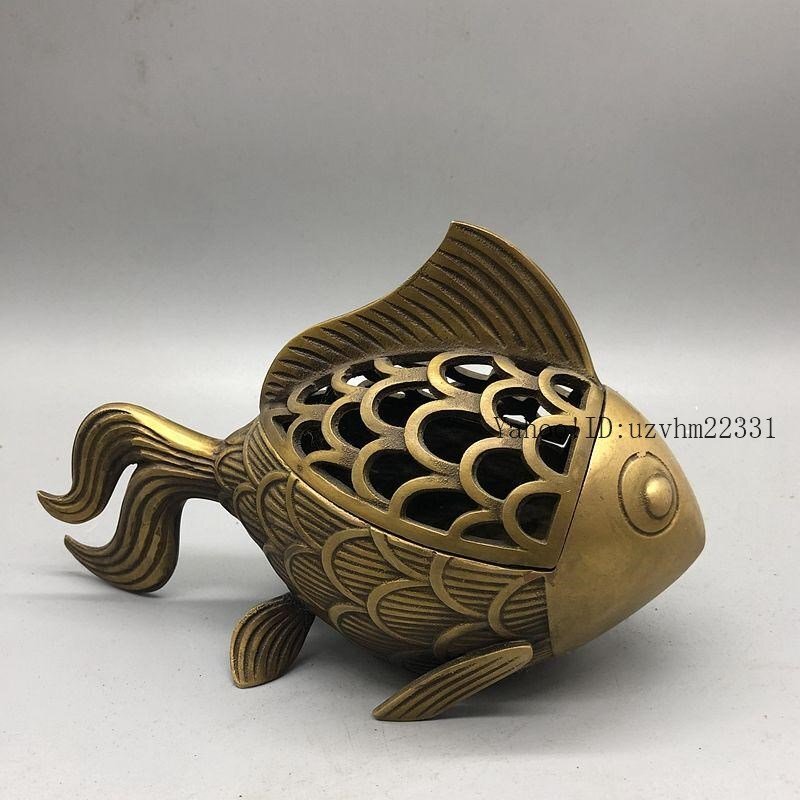 銅 細(xì)工 金魚置物 金魚薫香爐 香道具茶道具 裝飾品 工蕓品 置物