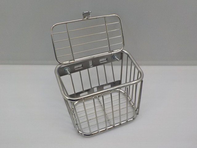 VT★☆ステンレスバスケット（バイク用カゴ）小　フタ付き（モンキー?ダックス?DAX?シャリー?ディオ?ジョグ?レッツ?アドレス）