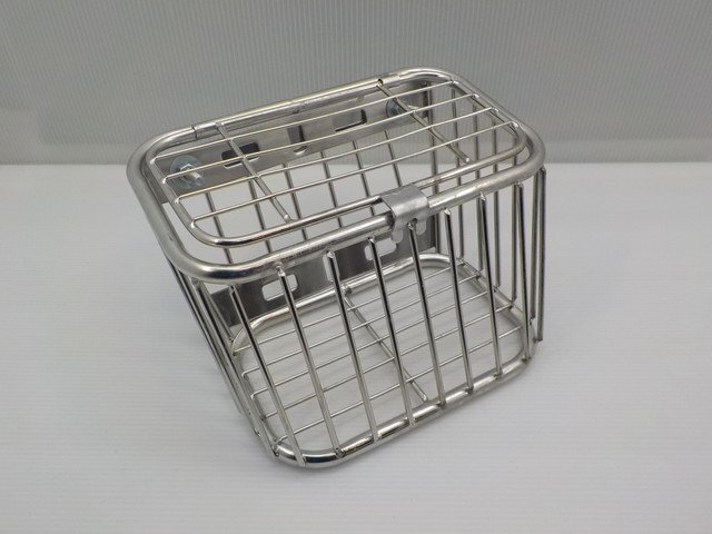 VT★☆ステンレスバスケット（バイク用カゴ）小　フタ付き（モンキー?ダックス?DAX?シャリー?ディオ?ジョグ?レッツ?アドレス）