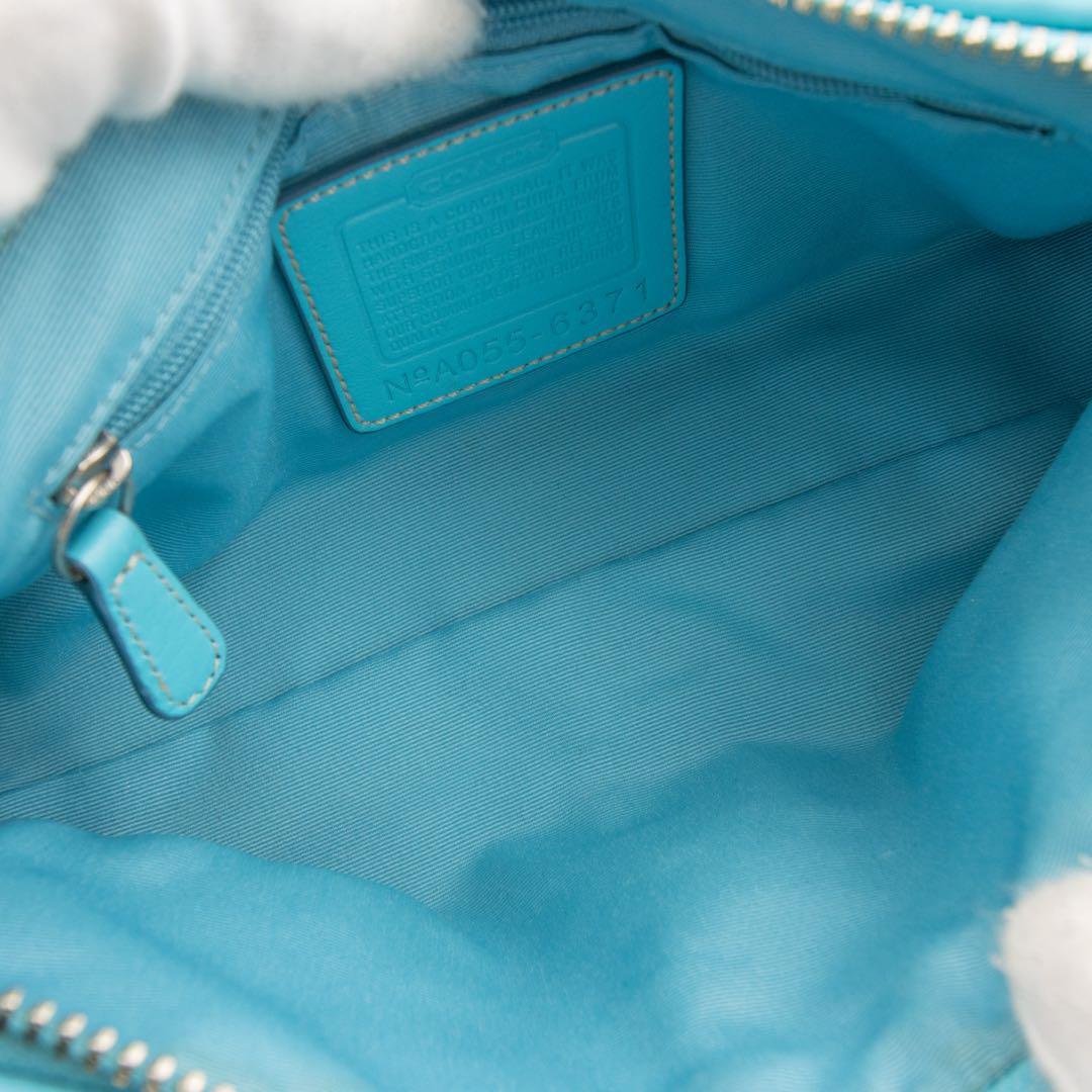 Z365【コーチ／COACH】ハンドバッグ アクセサリーポーチ ワンショルダーバッグ シグネチャー ライトブルー 水色 青 レザー 肩掛け 6371
