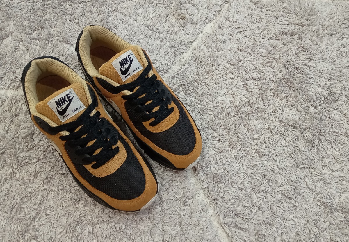 3D24[ специальная цена /Used/ хорошая вещь / трудно найти ]NIKE AIR MAX 90 BLACK/SUMMIT WHITE/ELEMENTAL GOLD/Jordan sb force atmos AIRMAX dunk acg supreme 95