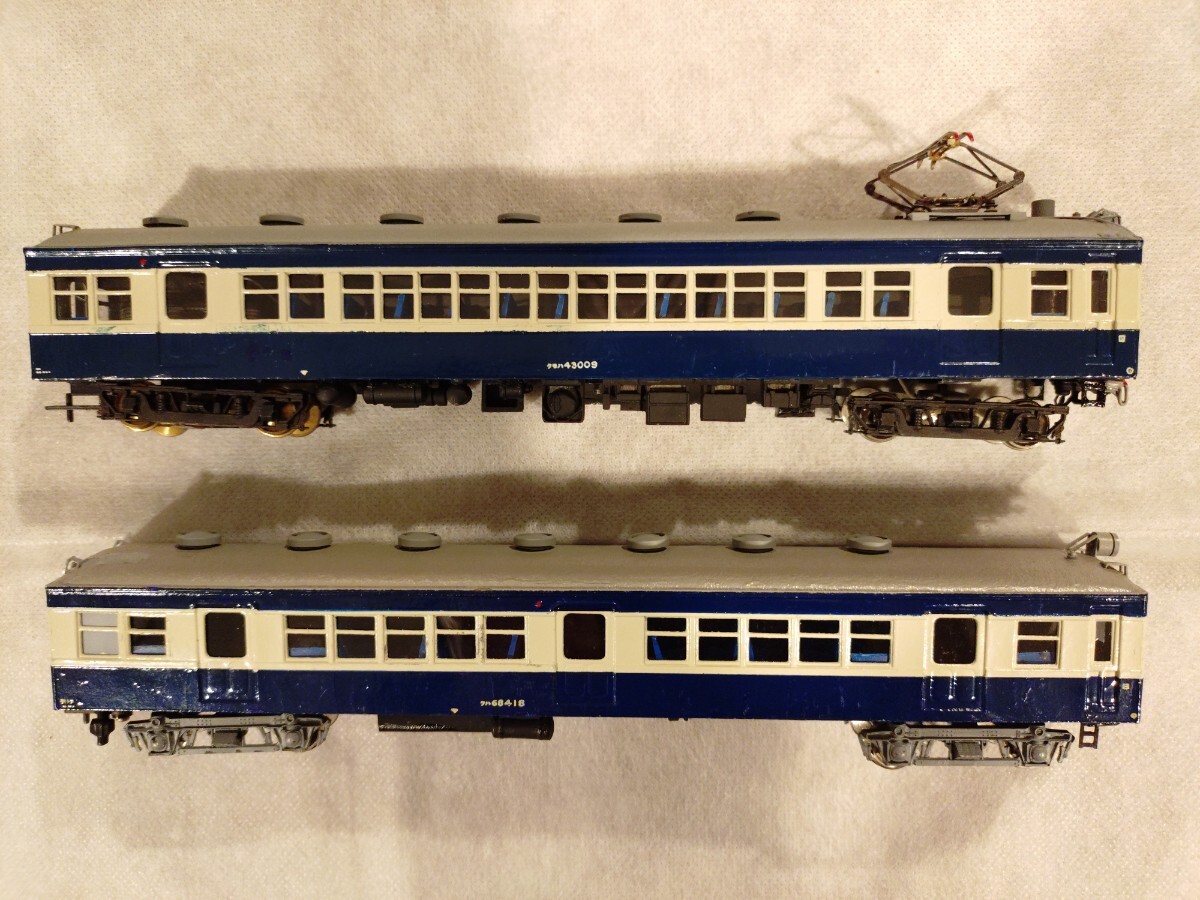 鉄道模型 HOゲージ ロコモデル 國電 クモハ43形(43-009 モーター付き) クハ68(68-418 モーター無し) 2両セット