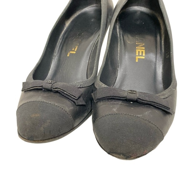 シャネル CHANEL パンプス 35 1/2C G26728 - レザー 黒 レディース 靴