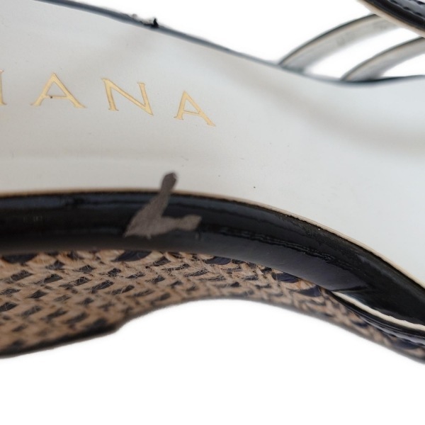 ダイアナ DIANA サンダル 23.5 - リネン、レザー 黒×ベージュ レディース ウェッジソール 靴